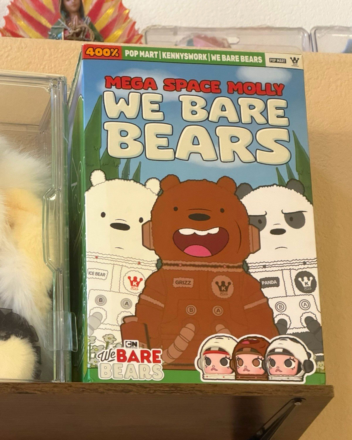 Authentic POP MART Mega Space Molly We Bare Bears 400% Vinyl Figure Panda Grizz