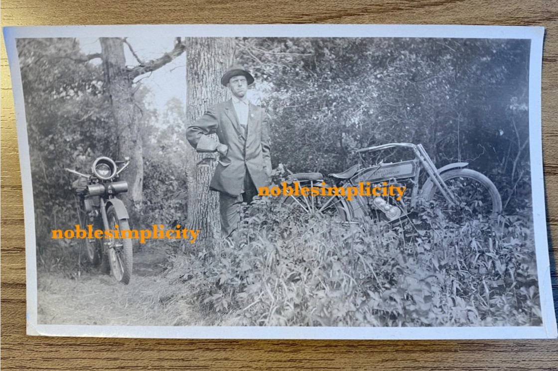 1910s RPPC Early Harley-Davidson Motorcycle w/ Rider Terry Montana Prairie Co