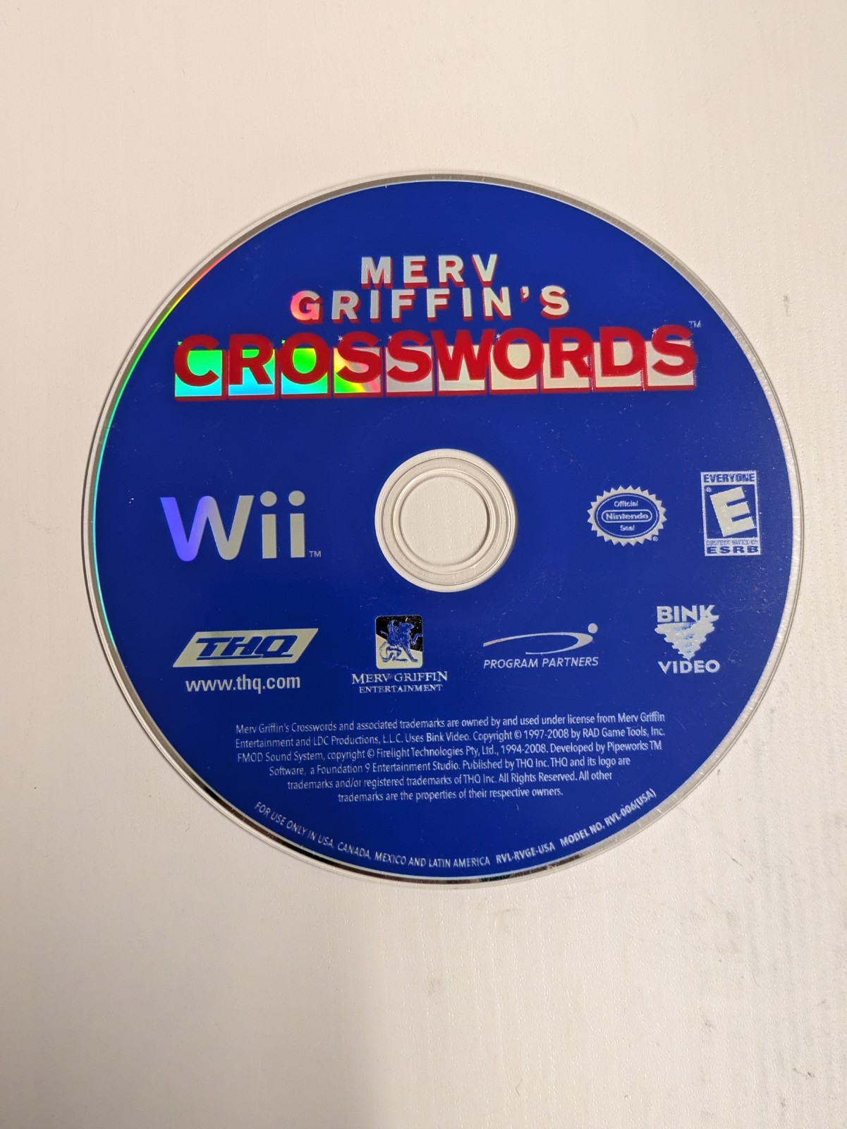 Merv Griffin's Crosswords Disc Only Tested (Nintendo Wii, 2008)