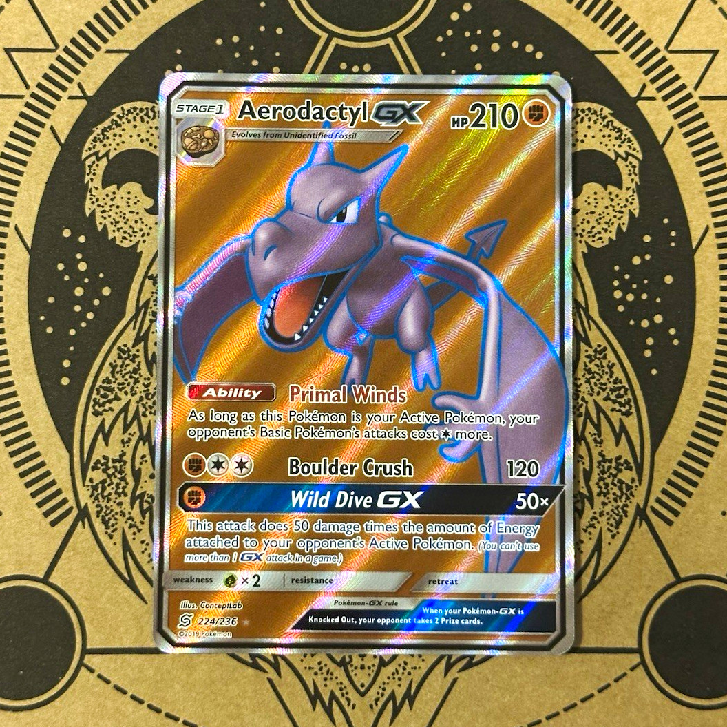 Aerodactyl GX 224/236 Ultra Rare Unified Minds Pokemon Holo - Excellent NM