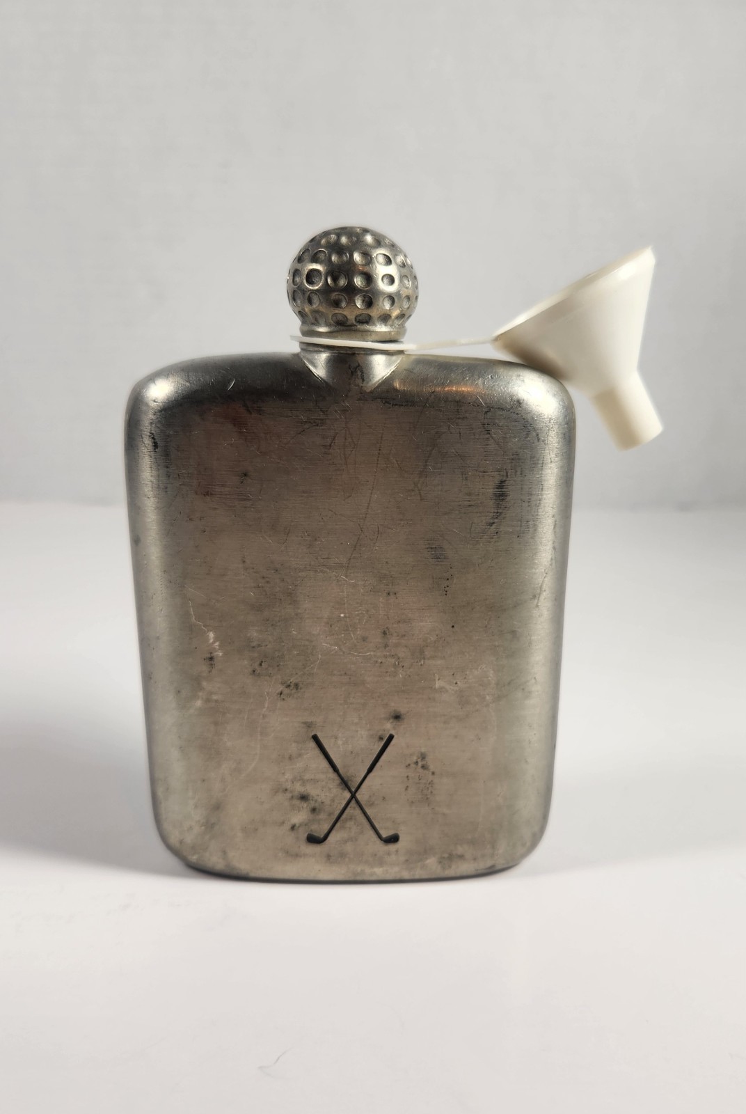 VINTAGE ROYAL SELANGOR PEWTER HIP FLASK GOLF CLUBS 
