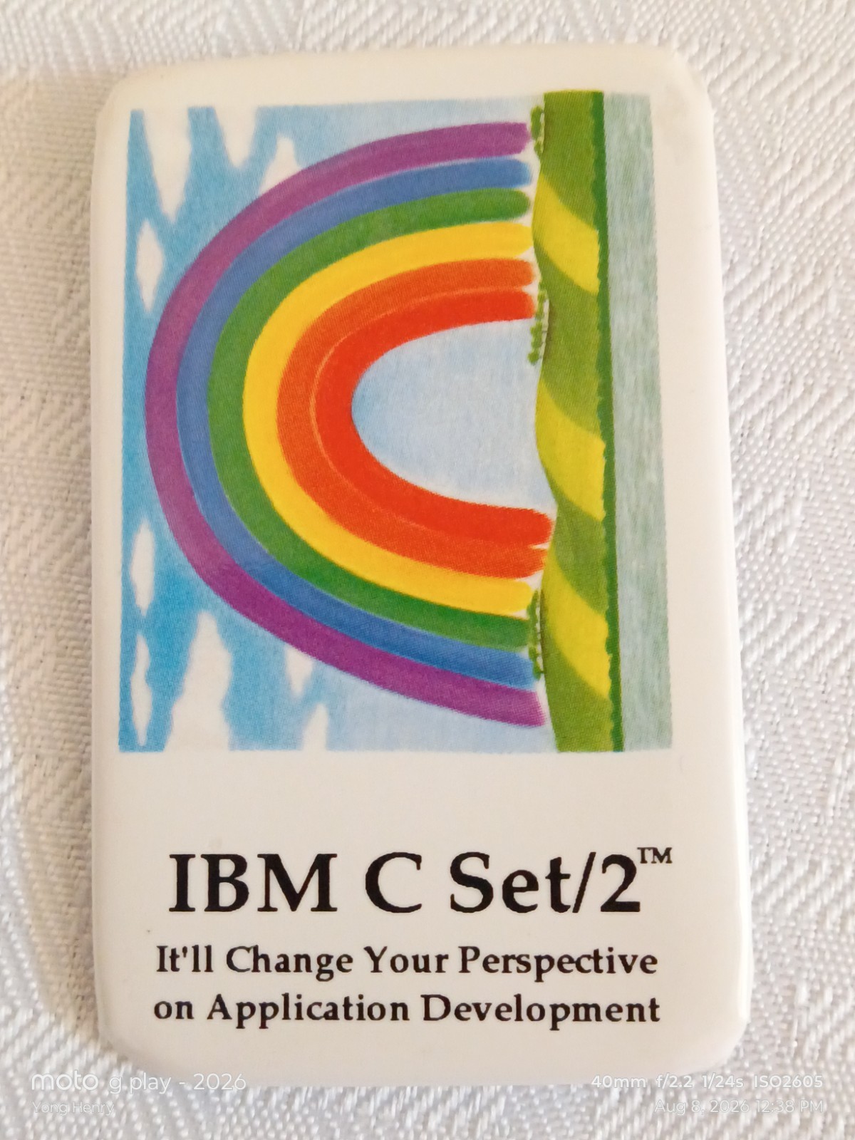 Rare Vintage 1992 IBM C Set/2 Tech Swag Promo Pinback Button OS/2 Smithsonian