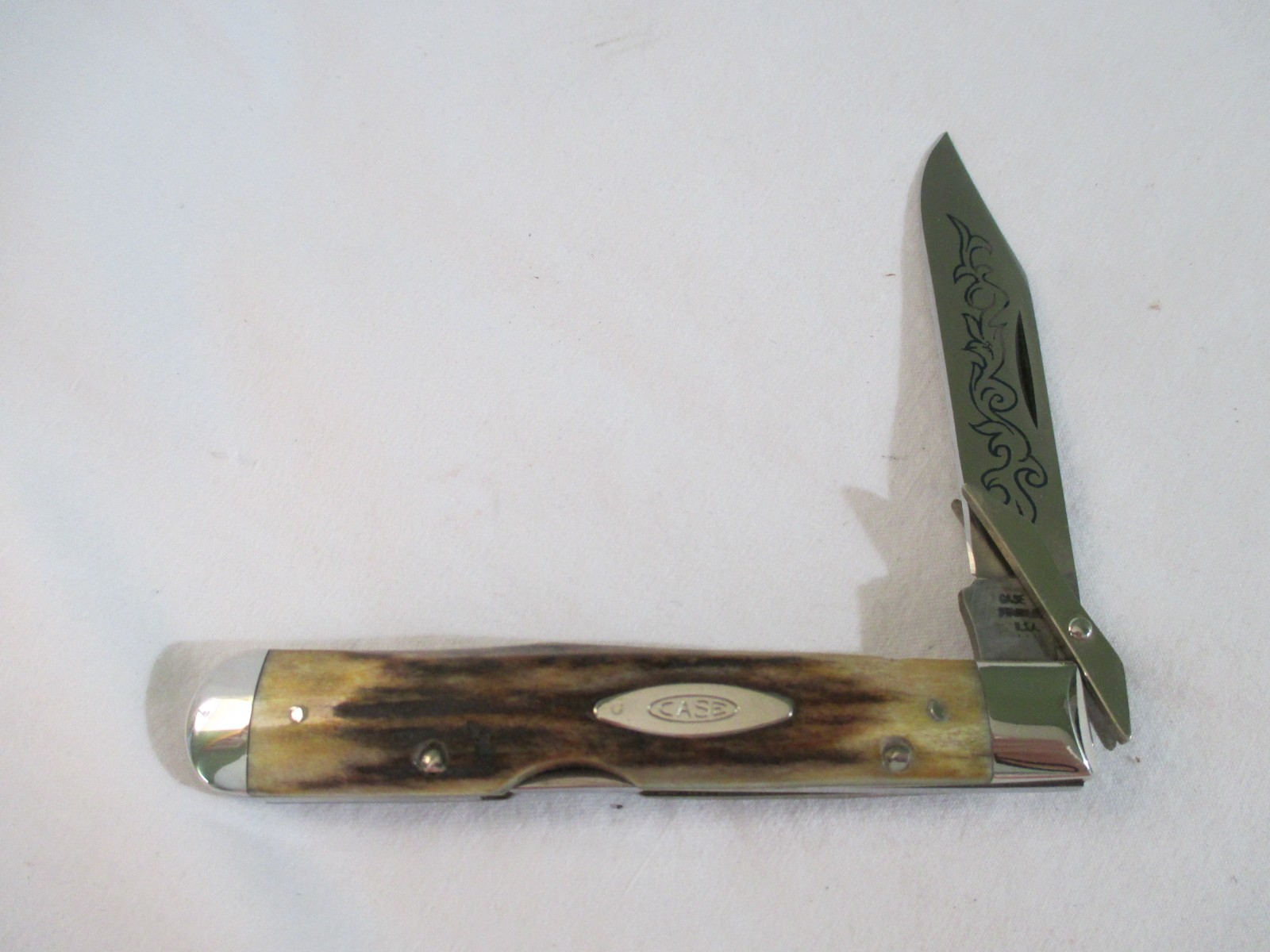 Case XX Vintage 1977 Blue Scroll Stag Cheetah 5111 1/2 LSS