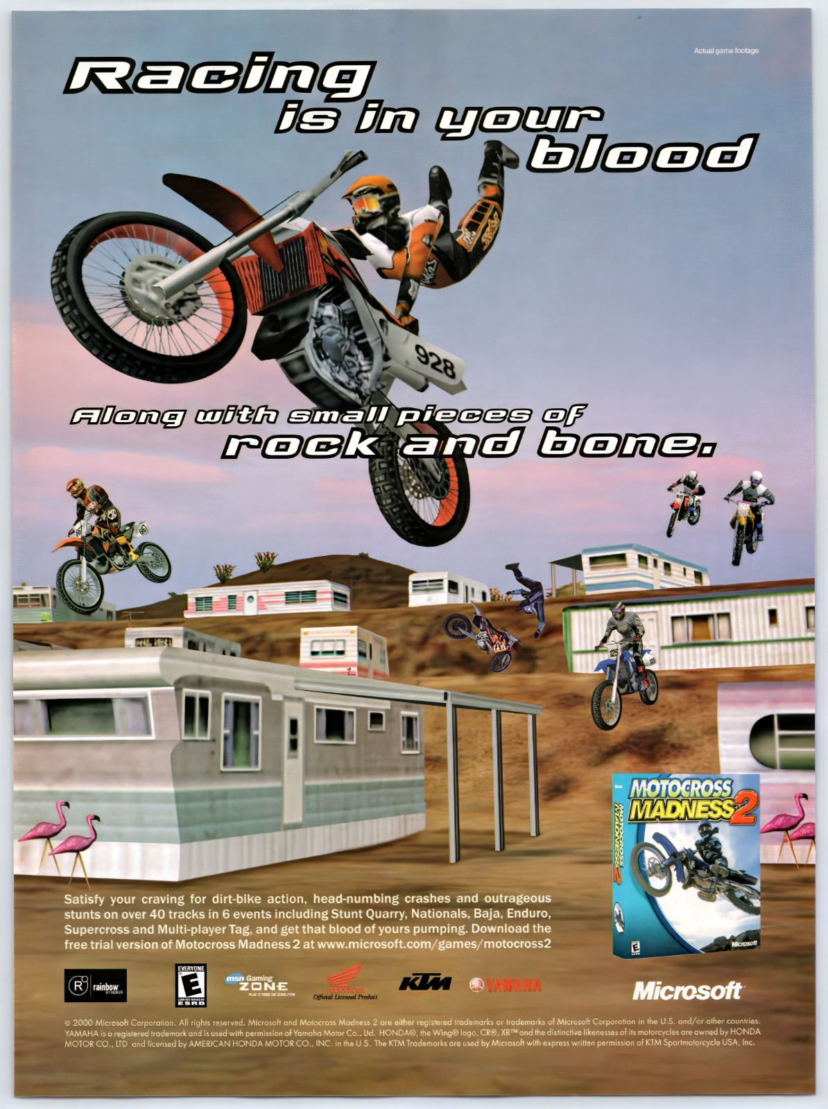 Motocross Madness 2 - PC Game - Vintage Original Print Ad/Poster Promo Art 2000
