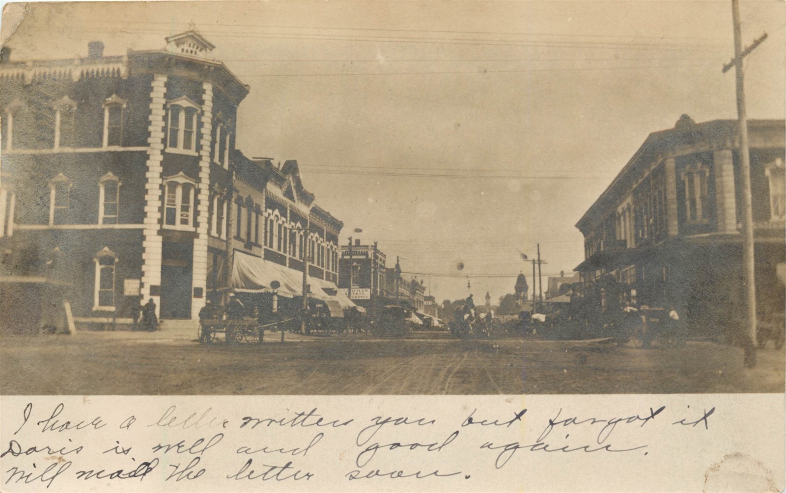 KS Kansas Abilene Street Scene RPPC UDB 1907 Real Photo Postcard