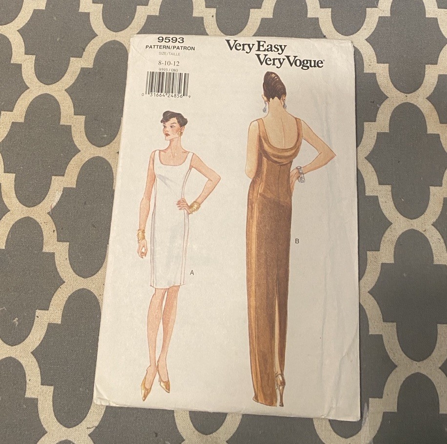 Vogue Misses Dress Pattern 9593 size 8-10-12 uncut