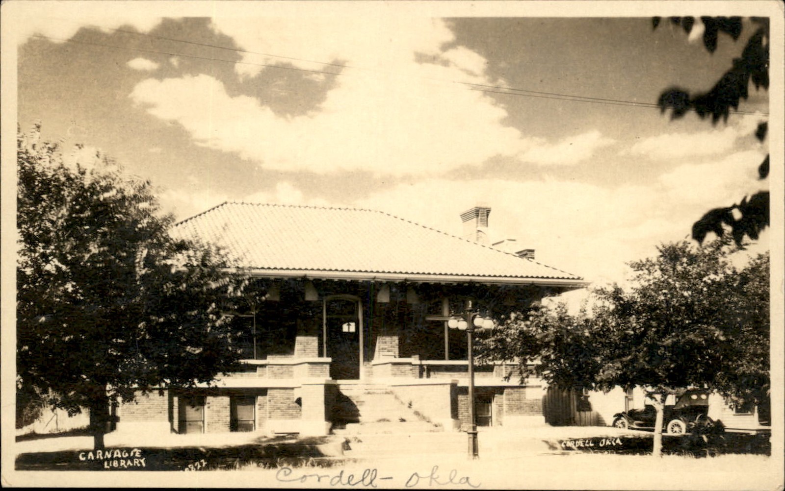 Cordell Oklahoma OK Carnegie Library c1910s Real Photo Vintage Postcard bhn