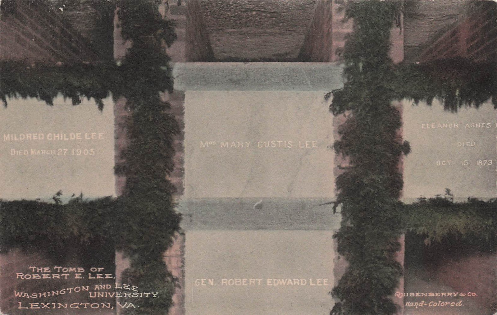 Civil War Military General Robert E Lee Tomb Hand Colored Map Vtg Postcard I48