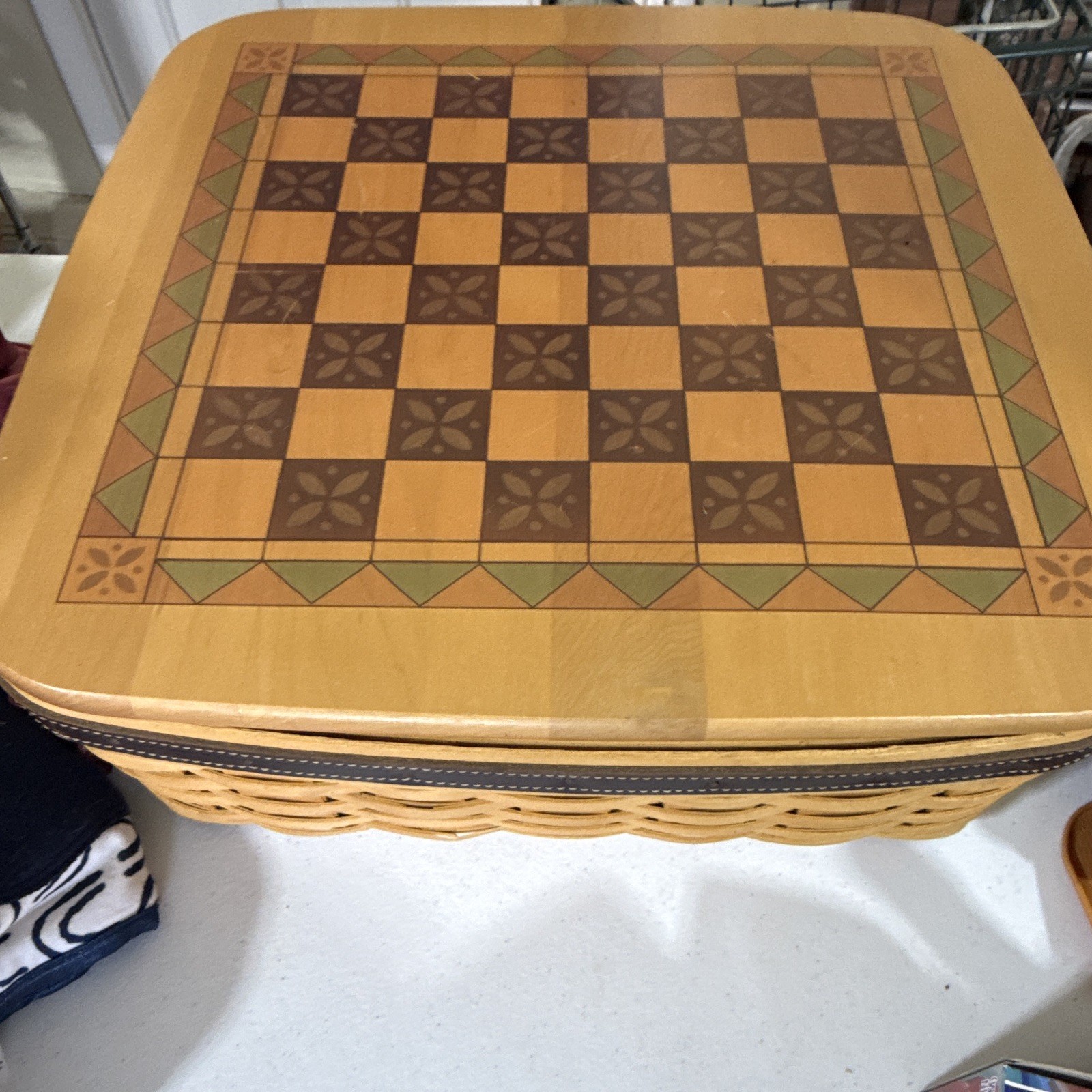 Longaberger Checkers/tic-Tac-Toe Game Board With Papers and Liner.
