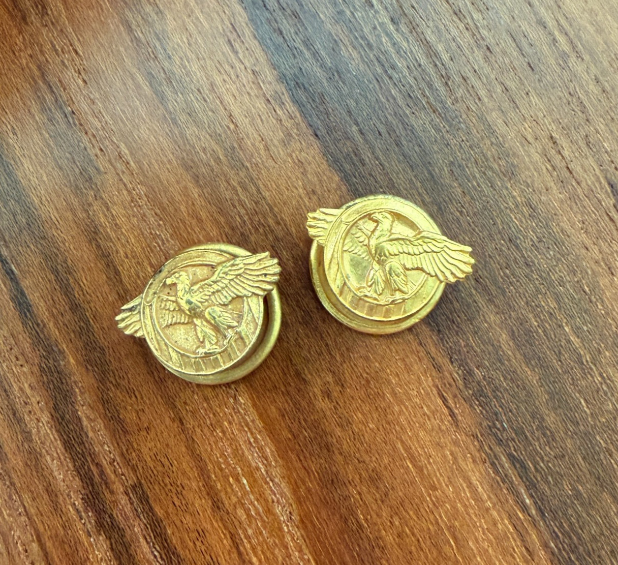2 WWII ERA U.S. Army Honorable Discharge Ruptured Duck Lapel Button Pin