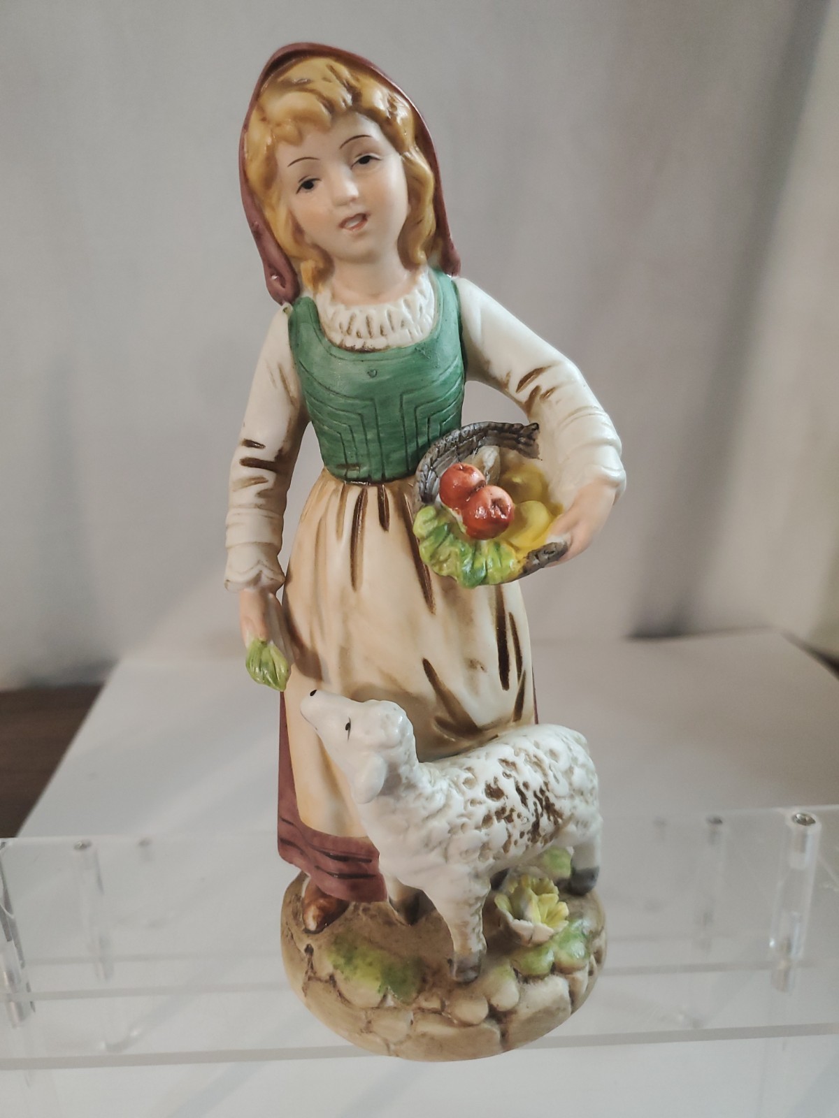 Vintage ARDALT Hand Painted Lenwile China Woman & Lamb Porcelain Figurine- Japan