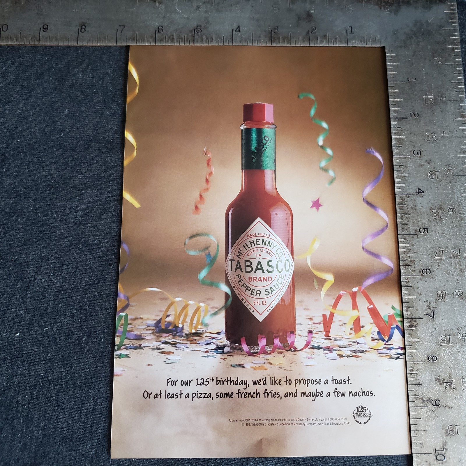 Vintage 1993 Tabasco 125th Anniversary Advertisement 1990s Food Print Ad