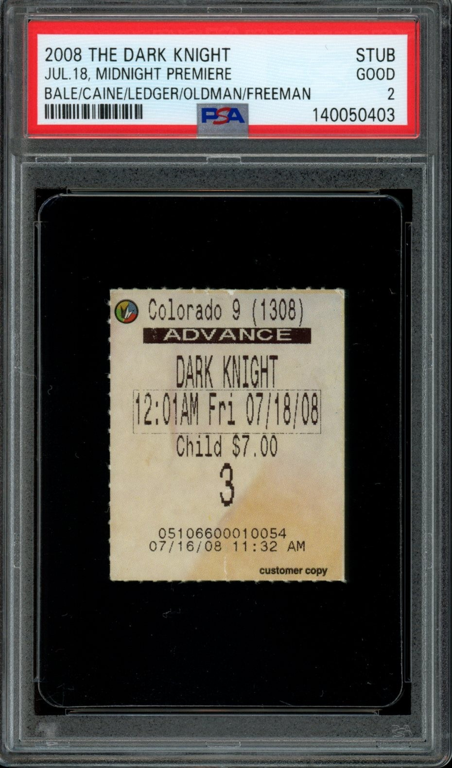 THE DARK KNIGHT / 2008 Movie Ticket Stub 
