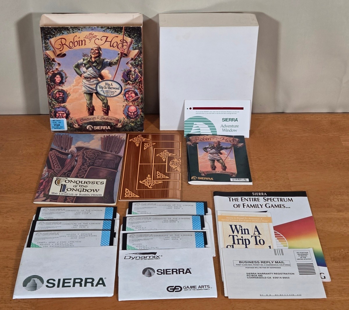 Legend of Robin Hood Conquests Longbow Sierra IBM PC Big Box Game CIB Hint Book