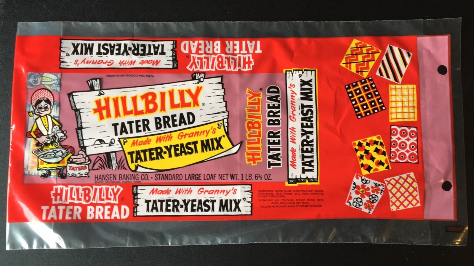 1960's HILLBILLY Tater Bread Bag With Granny on Front – Hansen Baking Company