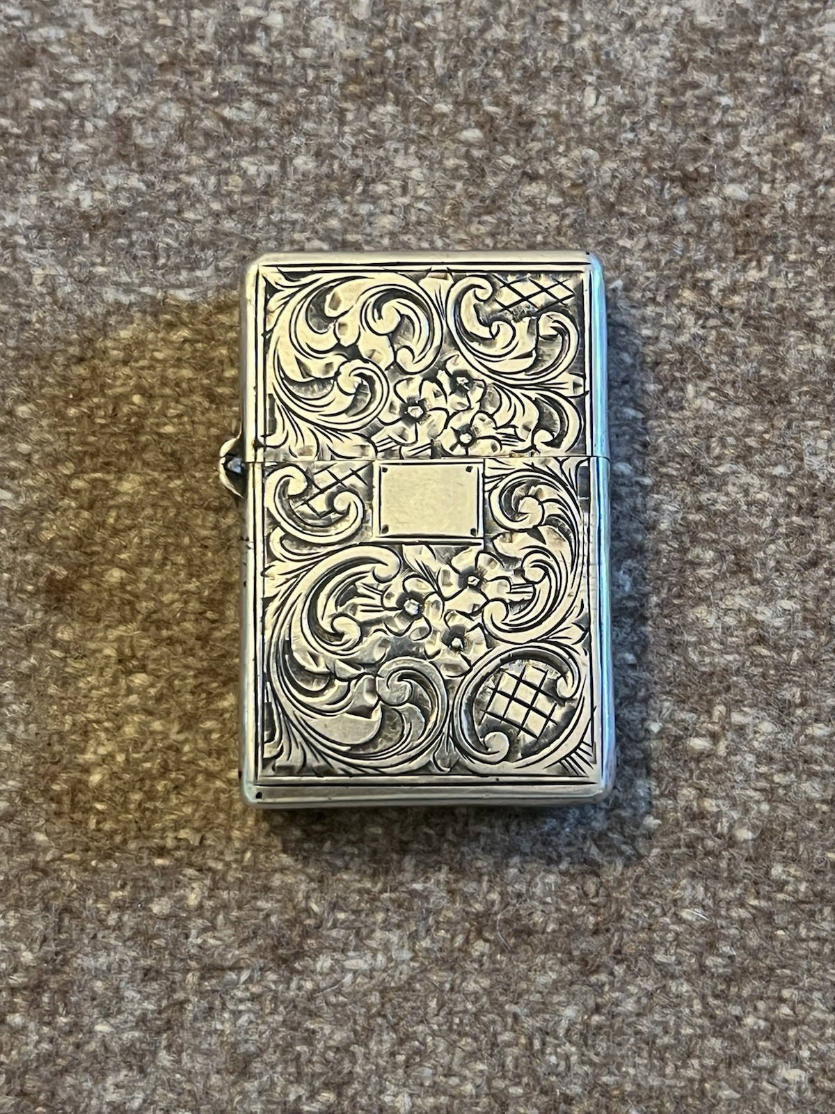 Vintage 800 Silver Engraved Cigarette Lighter w/ Early Zippo Insert 2032695