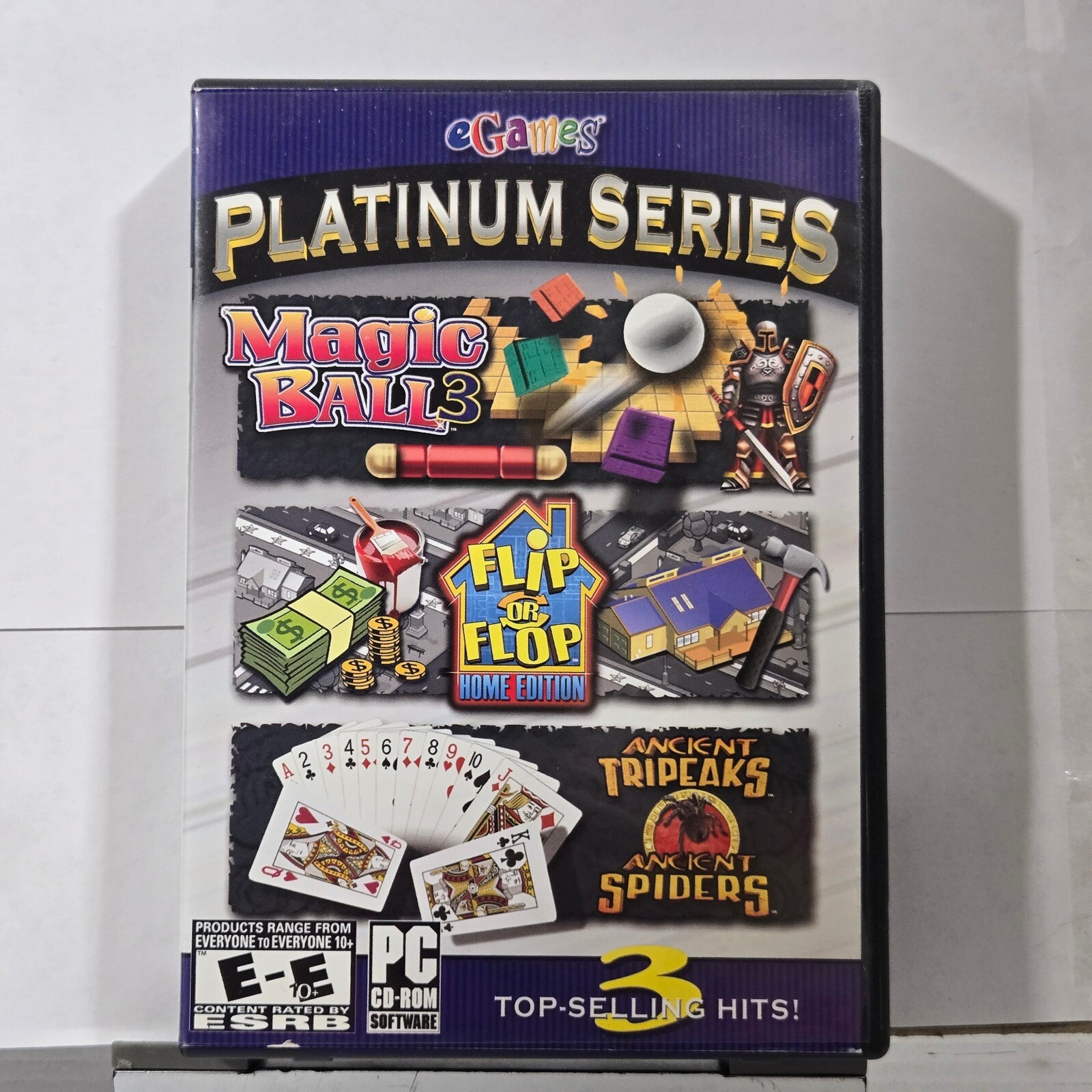 eGames Platinum Series PC CD-ROM Magic Ball 3 Flip Flop Ancient Tripeaks  CIB