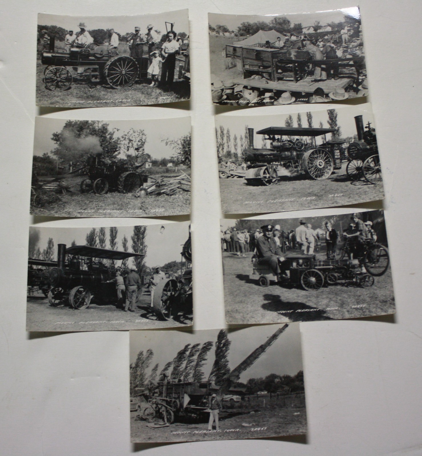 7 Early Mt Pleasant Iowa Midwest Old Threshers Reunion Steam Engine Post Cards