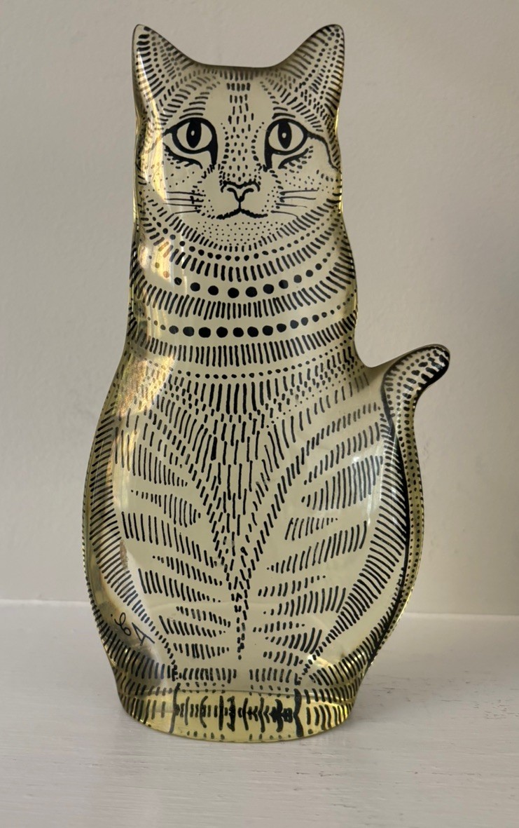 Vintage Mid Century Abraham Palatnik Lucite Acrylic Cat 6.5\