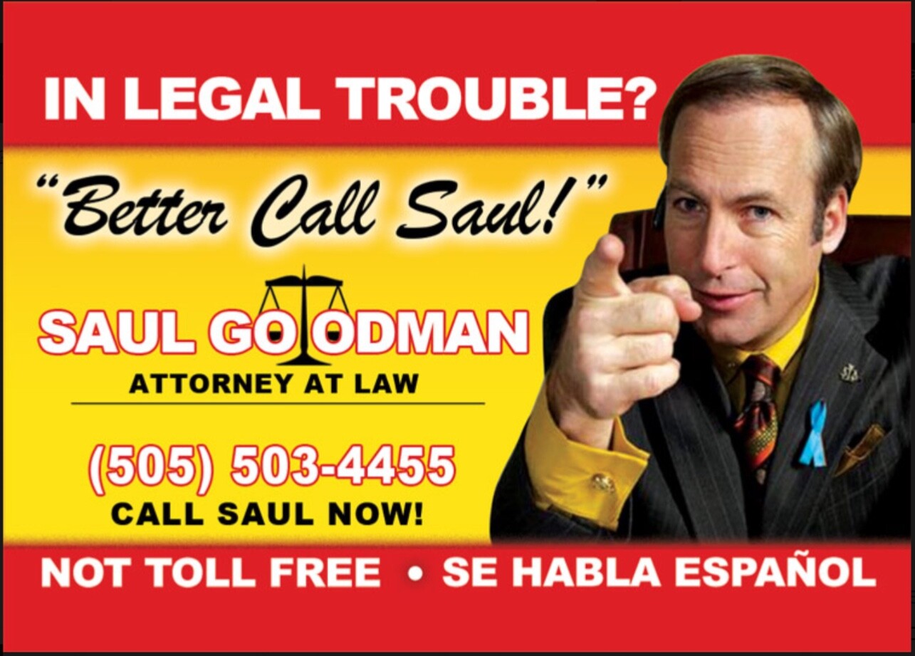 Better Call Saul When You Need Legal Help on a large 3.5” x 2.5” Metal Magnet.