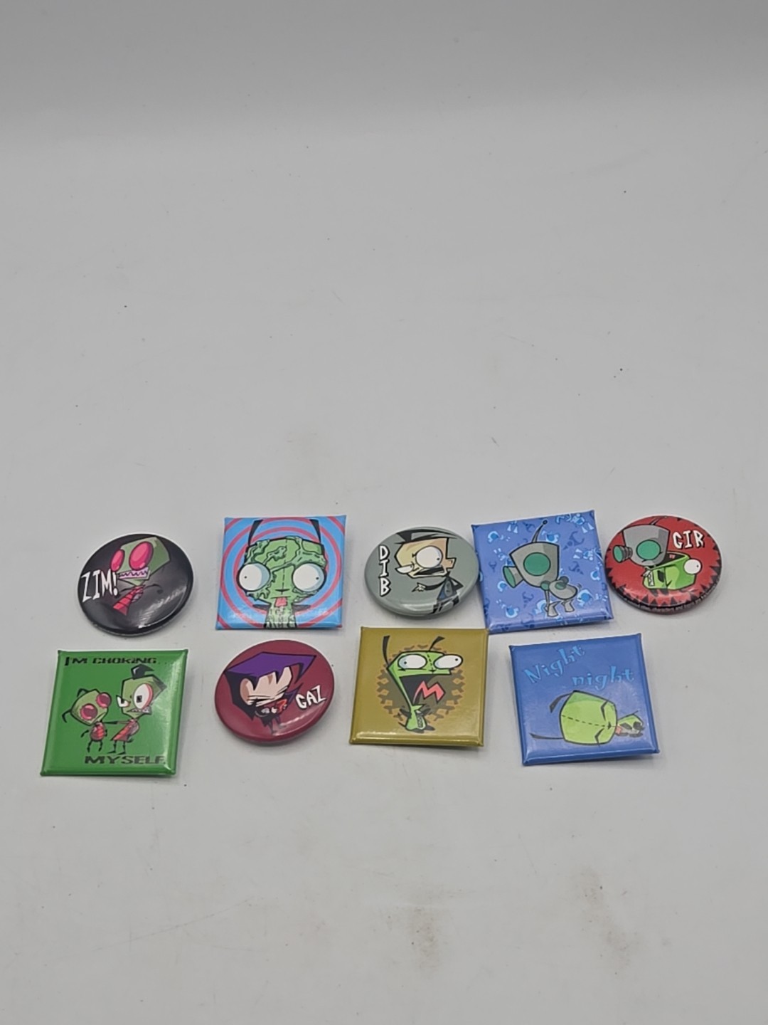 GIR INVADER ZIM - Rare Vintage Old Pinback Button Lot Of 9 - Red Rare Cartoon