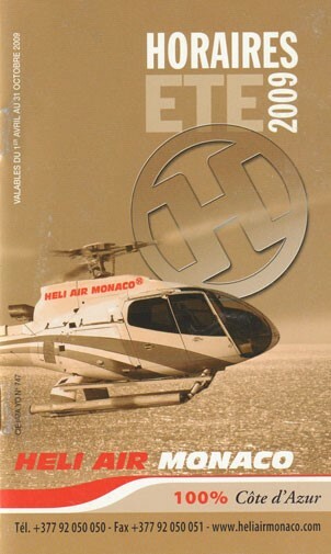 Heli Air Monaco timetable 2009/04/01