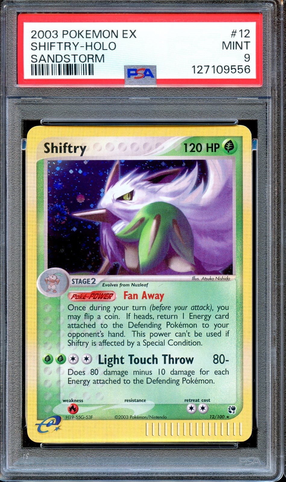 PSA 9 Shiftry 12/100 EX Sandstorm Pokemon Card Holo MINT