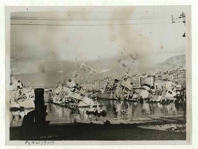Toulon France 1943 French Minesweeper Chamois Destroyed Warships Harbor