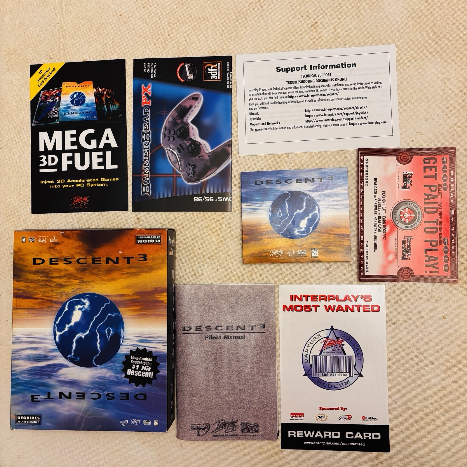Descent 3 (PC CD-ROM, 1999, Interplay) Big Box W/Manual Inserts Complete TESTED
