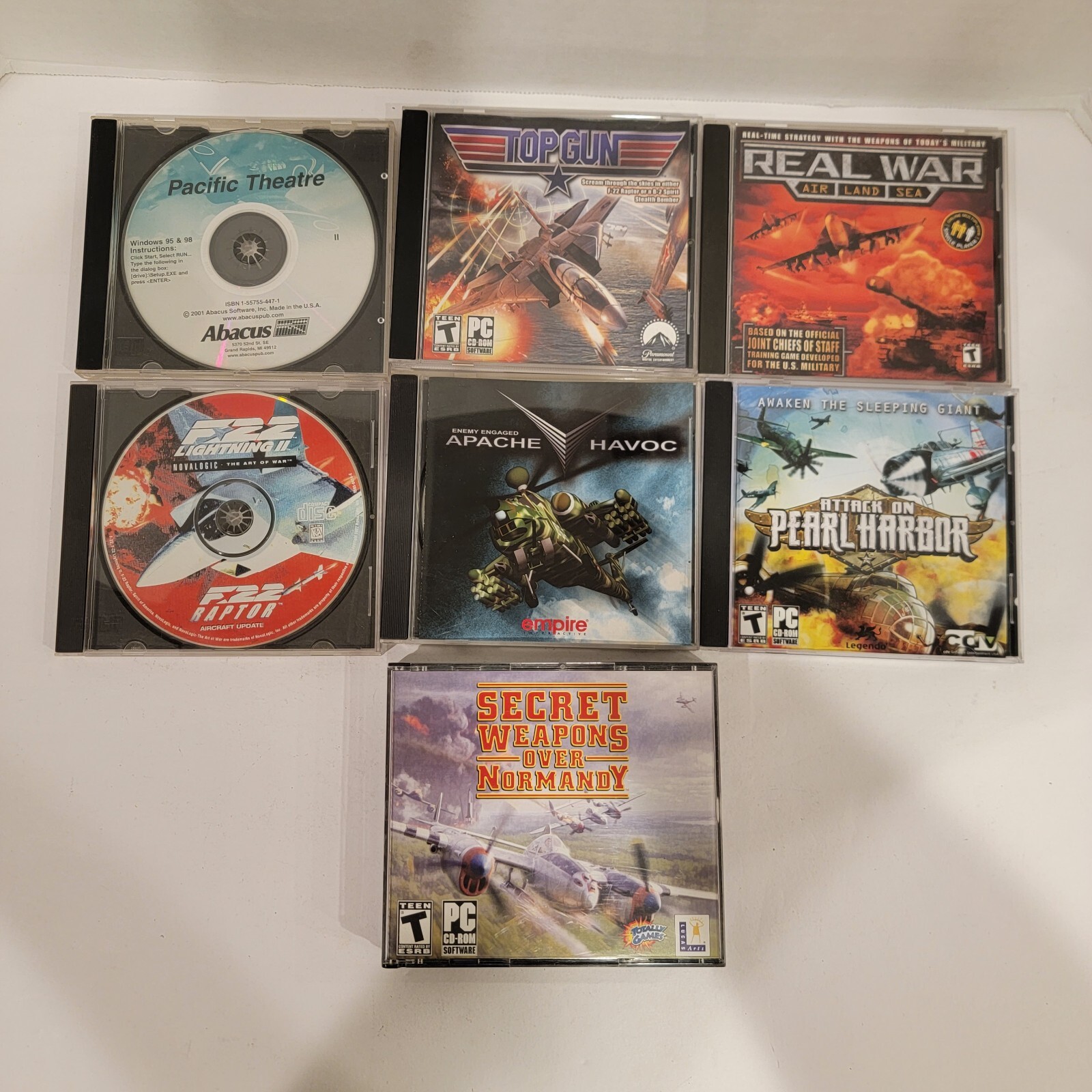 Lot Of 7 PC Games-REAL WAR AIR LAND & SEA, Attack On Pearl Harbor, Top Gun, More