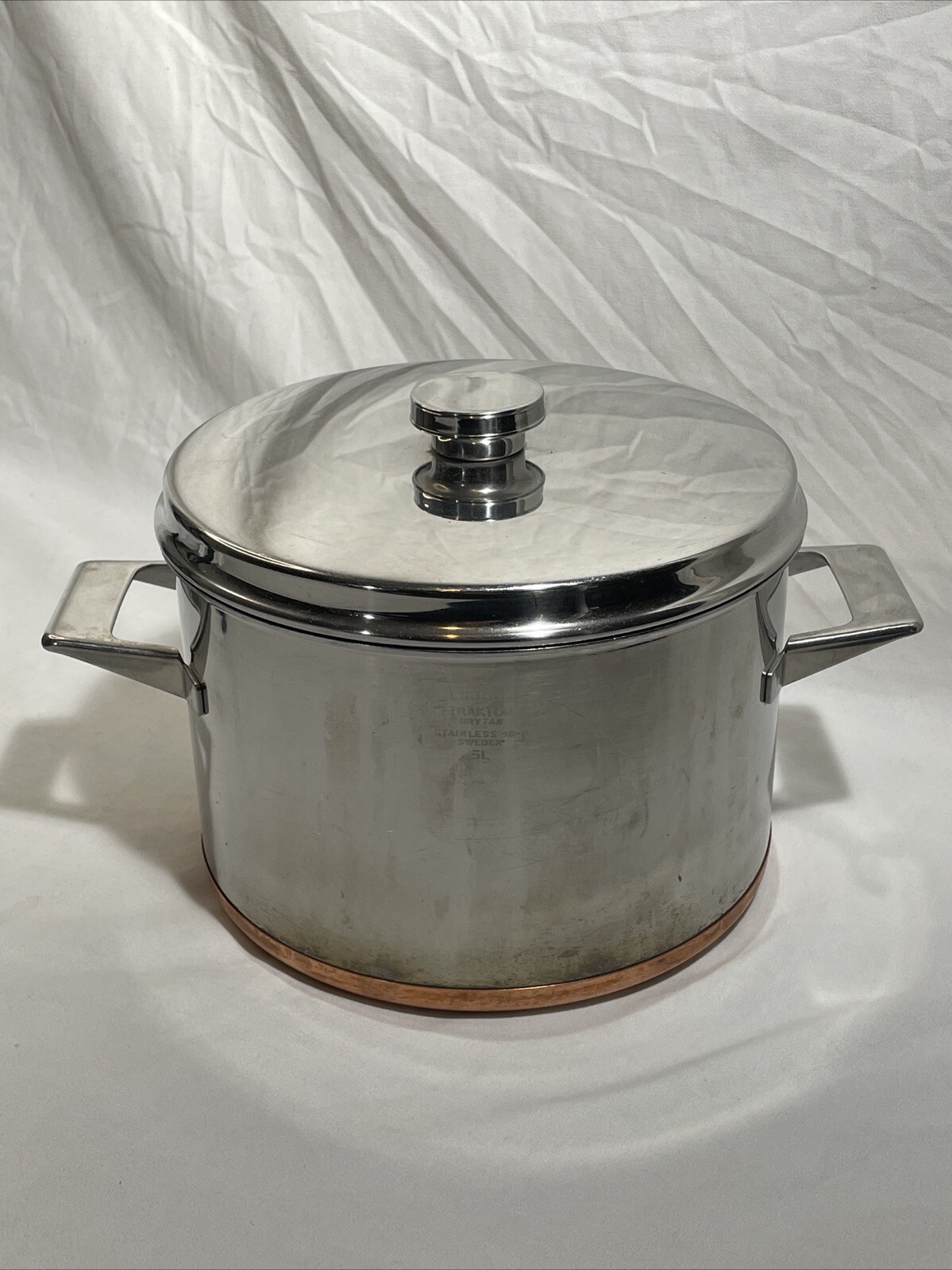 Nils Johan Traktor Grytan Sweden 5L Stock Pot Pan Stainless 18-0 Vintage MCM