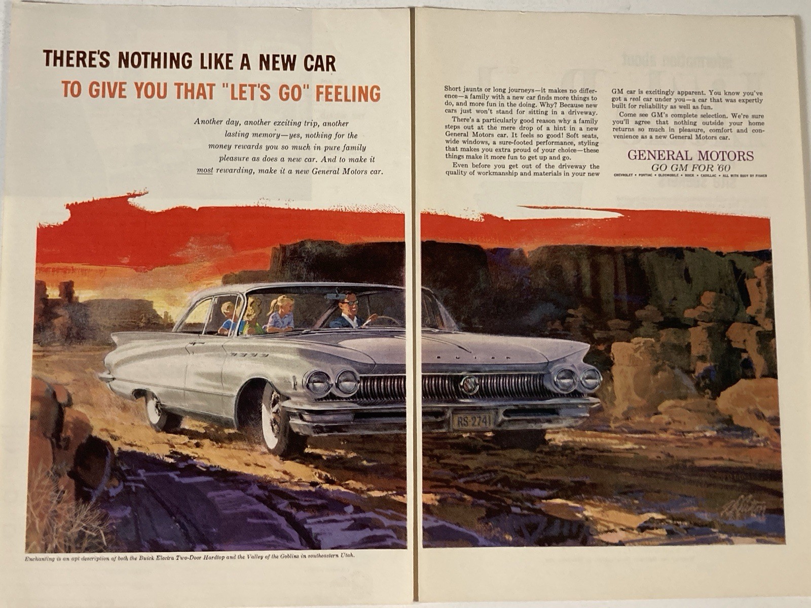 1960 Buick Electra 2 Door Hardtop Two Page Print Ad Let's Go