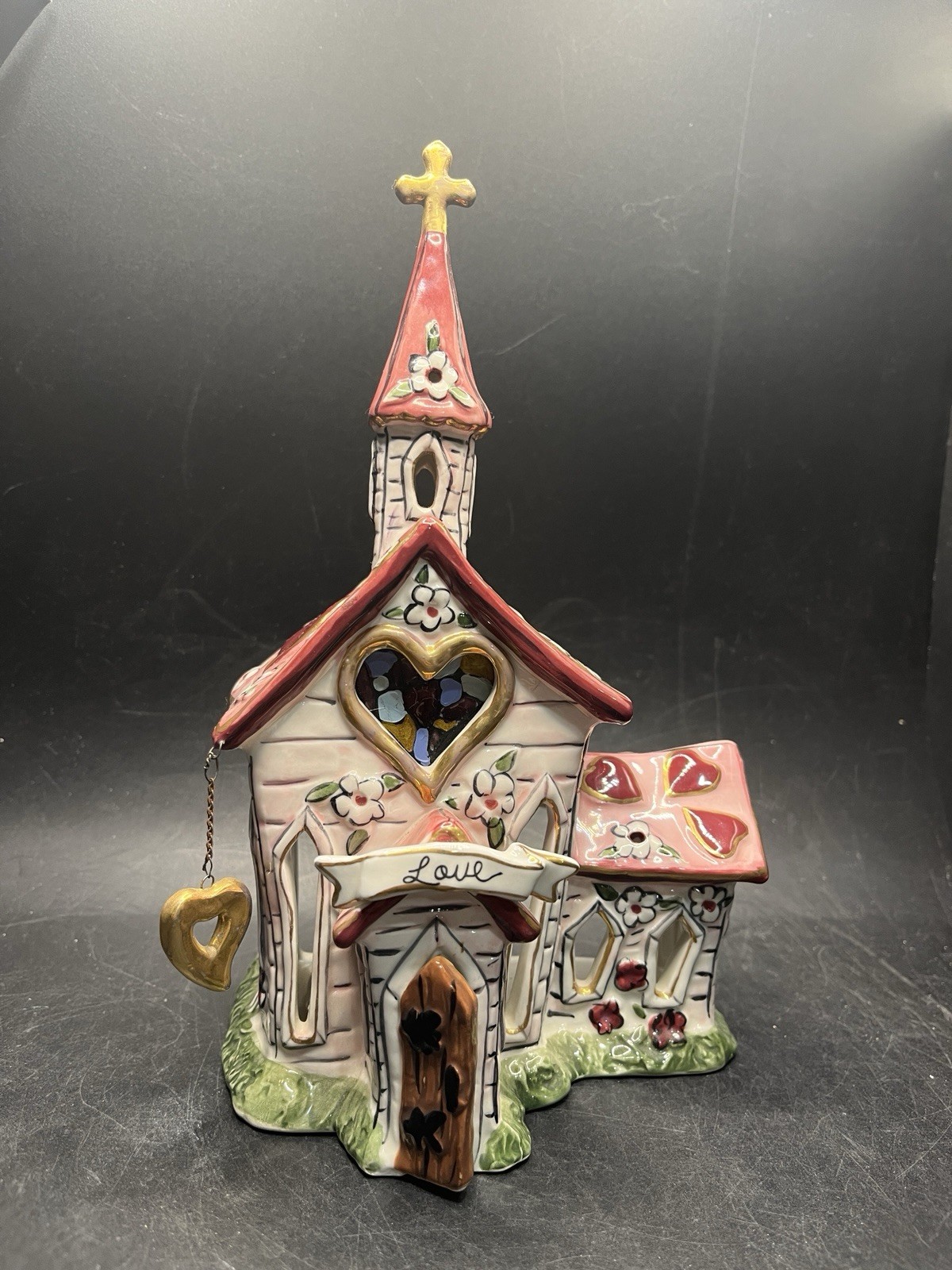 2004 Blue Sky Clawyworks Love Church Chapel Valentine's Votive Holder
