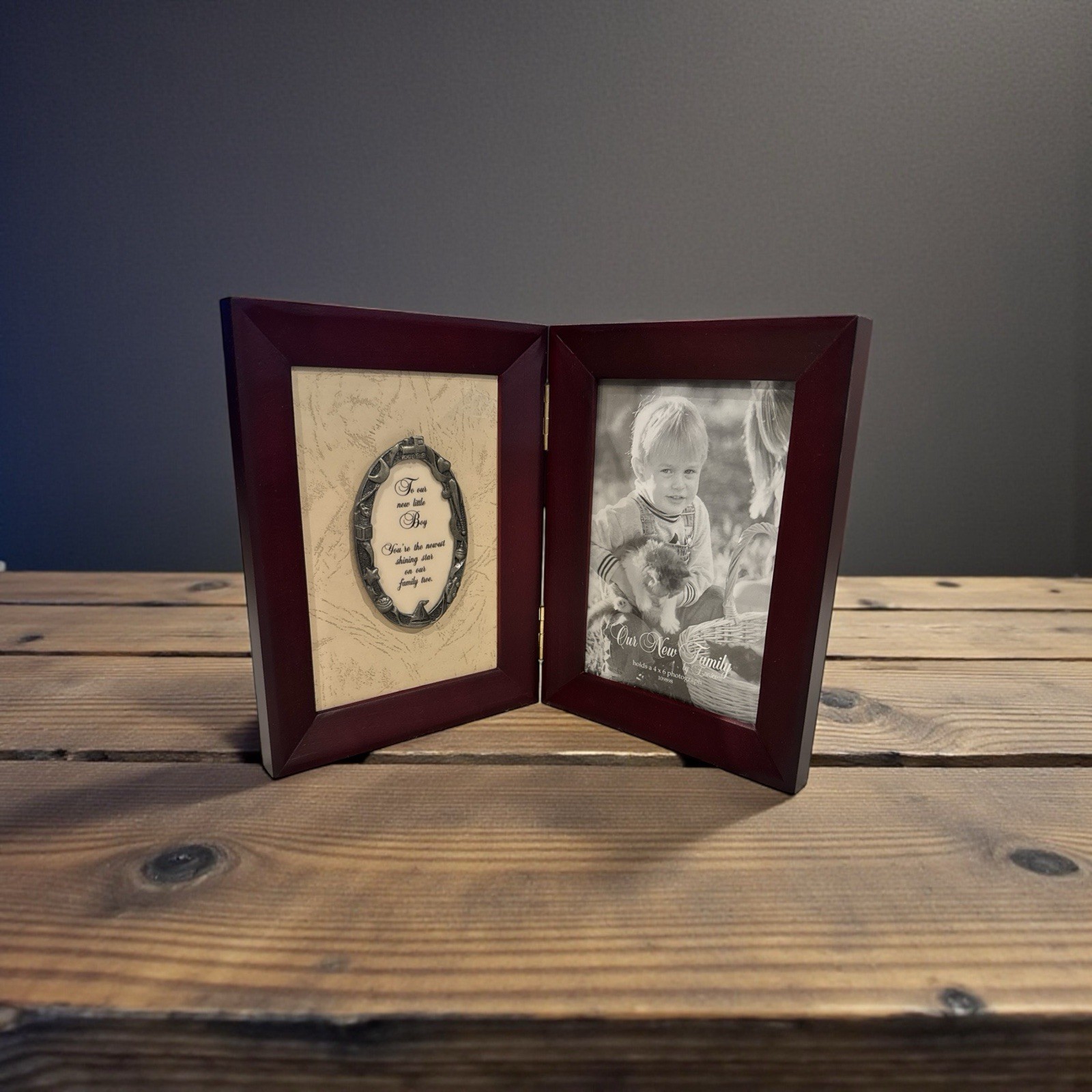 NIB Our New Family Enesco Adoption & Blended Family Boy Picture Frame