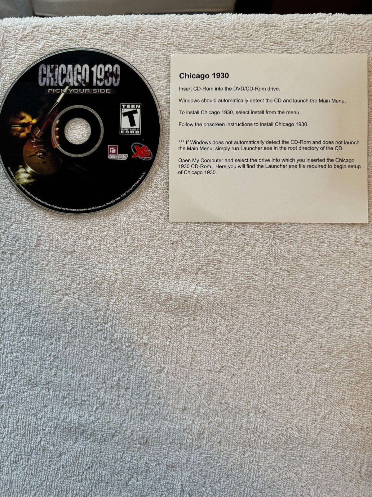 Chicago 1930 : Pick Your Side (PC 1997) CD INSTALL DIRECTIONS ONLY