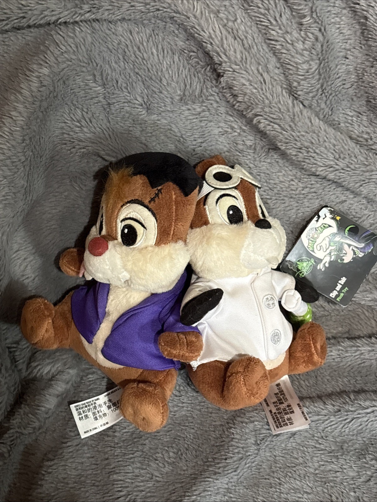 Disney Chip And Dale Halloween Plush  Frankenstein And Monster Stuffed NWT