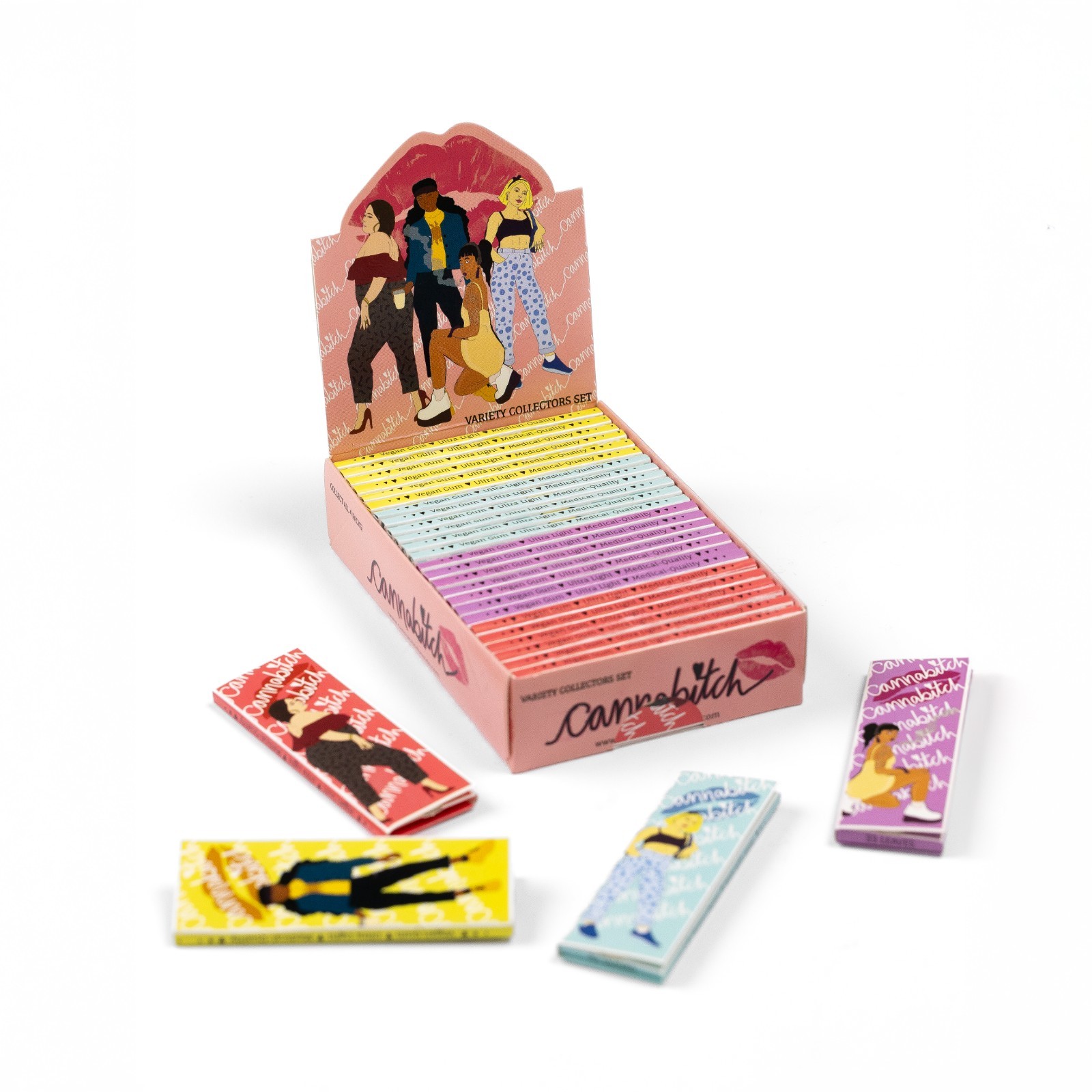 Cannabitch Rolling Papers-Pink Variety Box Includes 25 Packs of 33 Papers