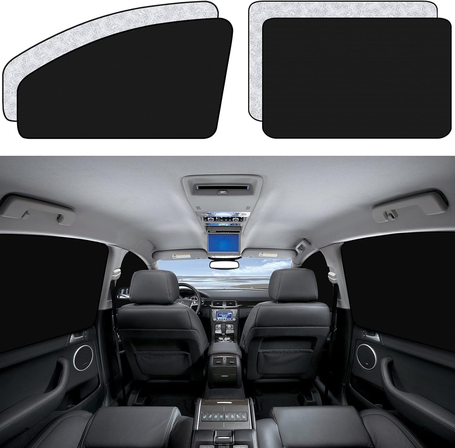 Car Window Sun Shades Covers - 4 Pcs Magnetic Privacy Side Sunshades Blackout Au
