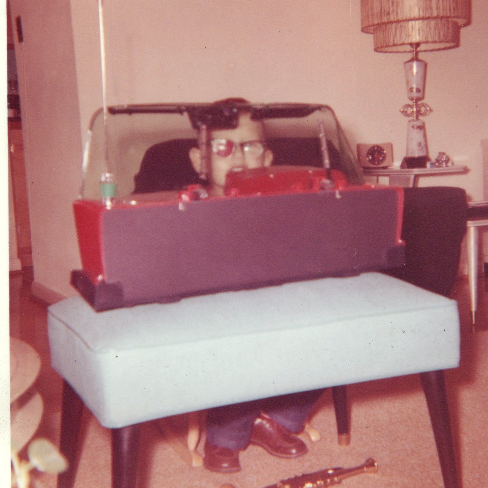 c1960s Mid Century Living Room Boy Playmobile Toy Car Dashboard Snapshot Photo