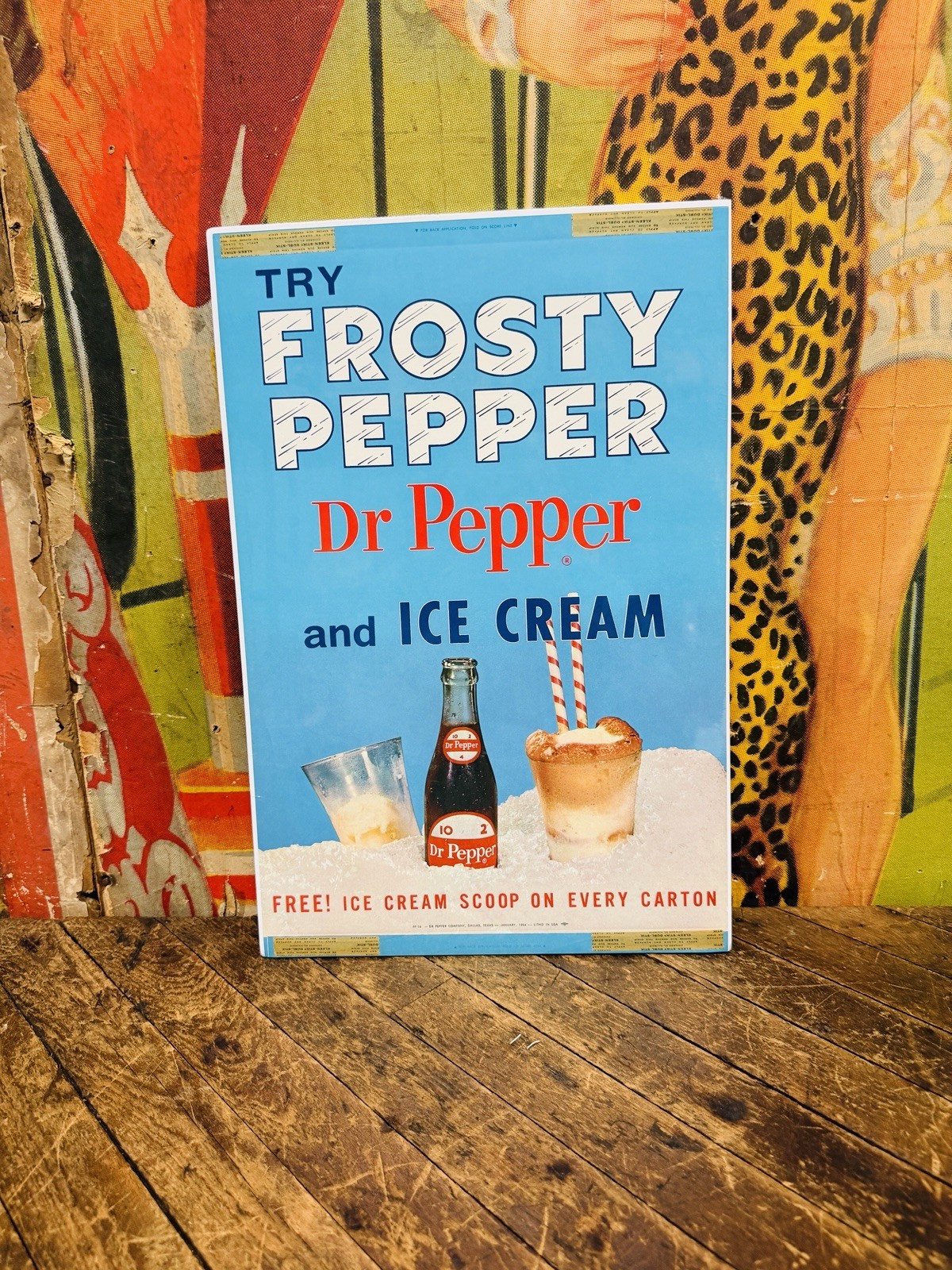 VINTAGE 1964 FROSTY DR PEPPER ICE CREAM SIGN COCA COLA 7UP PEPSI ORANGE CRUSH