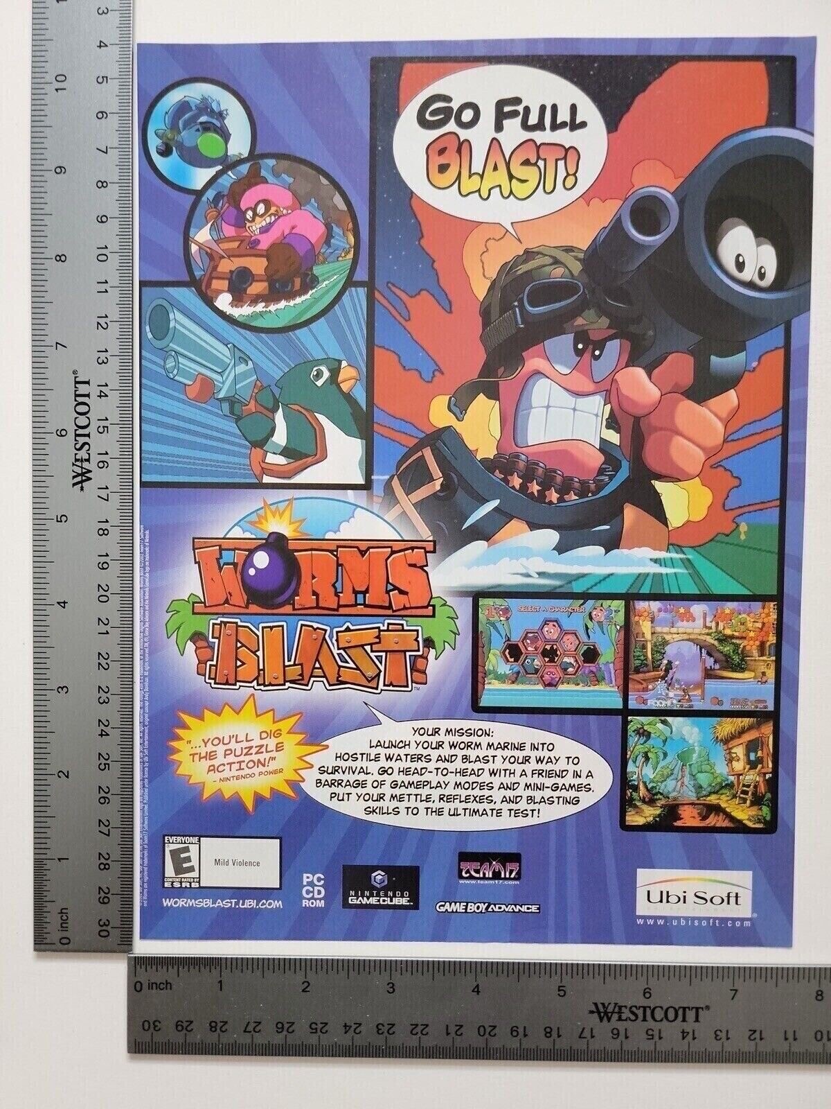 Worms Blast Advertisement Original Print Ad / Poster Game Gift Art