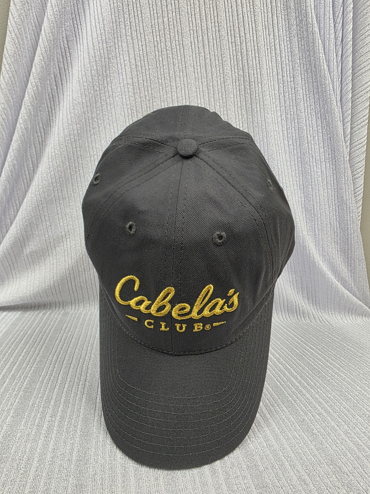 Cabela's Club Adjustable Strapback Baseball Hat Cap Grey with Yellow logo