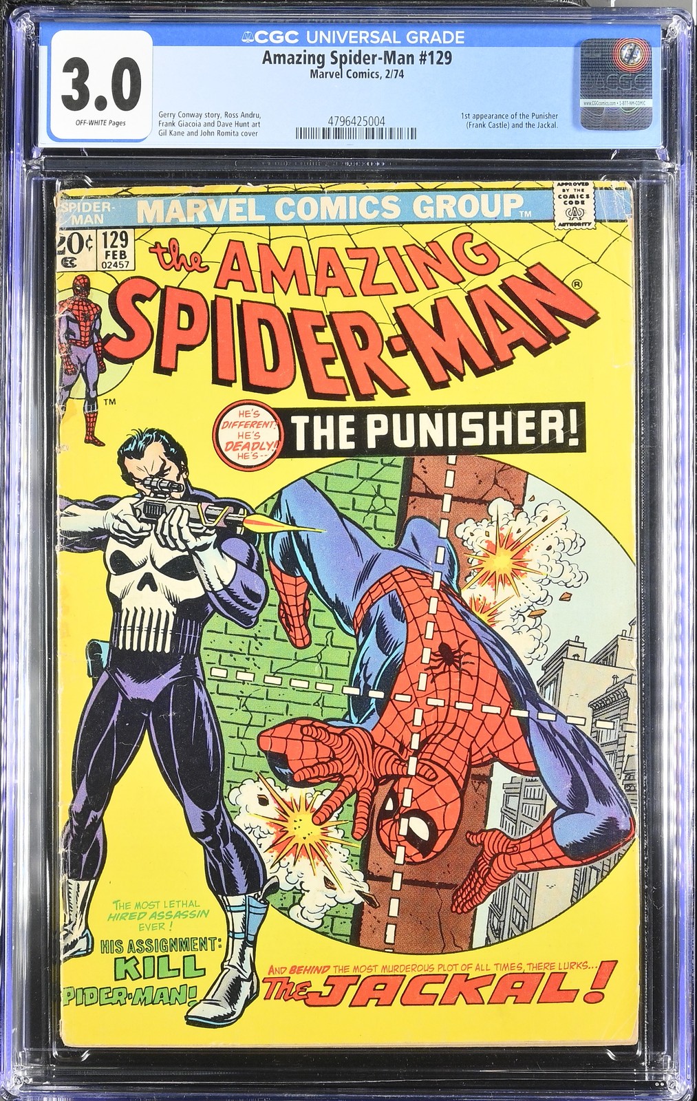 Amazing Spider-Man #129 CGC 3.0 Off-White Pages 1st Punisher