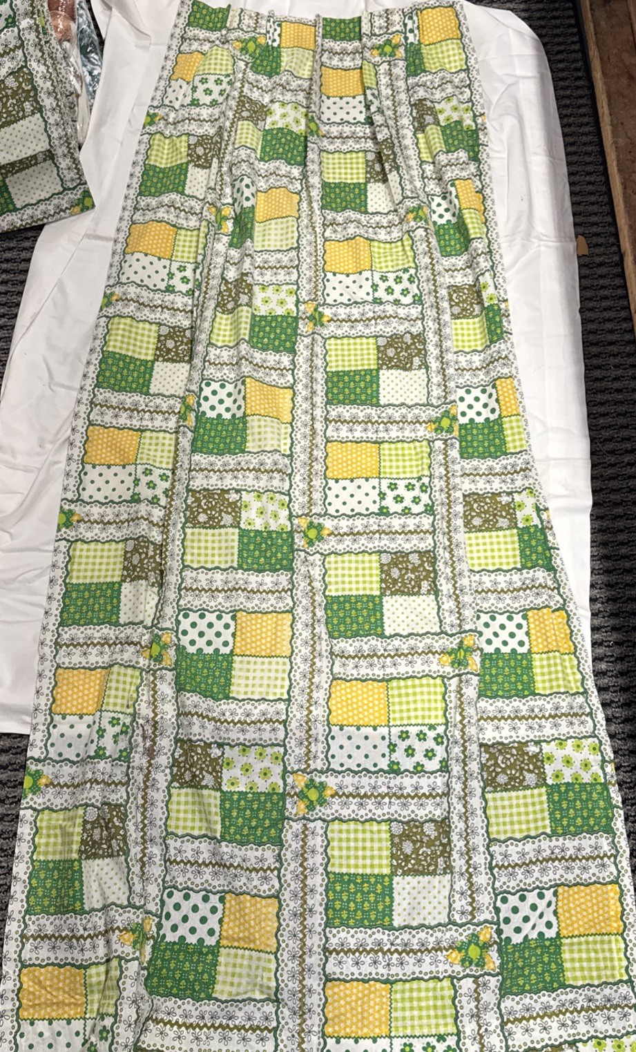 vintage jc penney fashion manor curtain panels Green 1960s/70s 80” Set Of 4