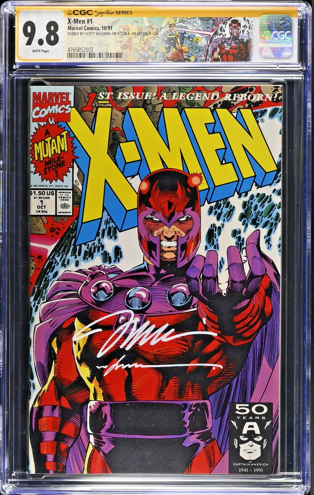 X-MEN 1 CGC 9.8 Magneto Signed JIM LEE WILLIAMS COVER MATCHING CUSTOM LABEL 1991