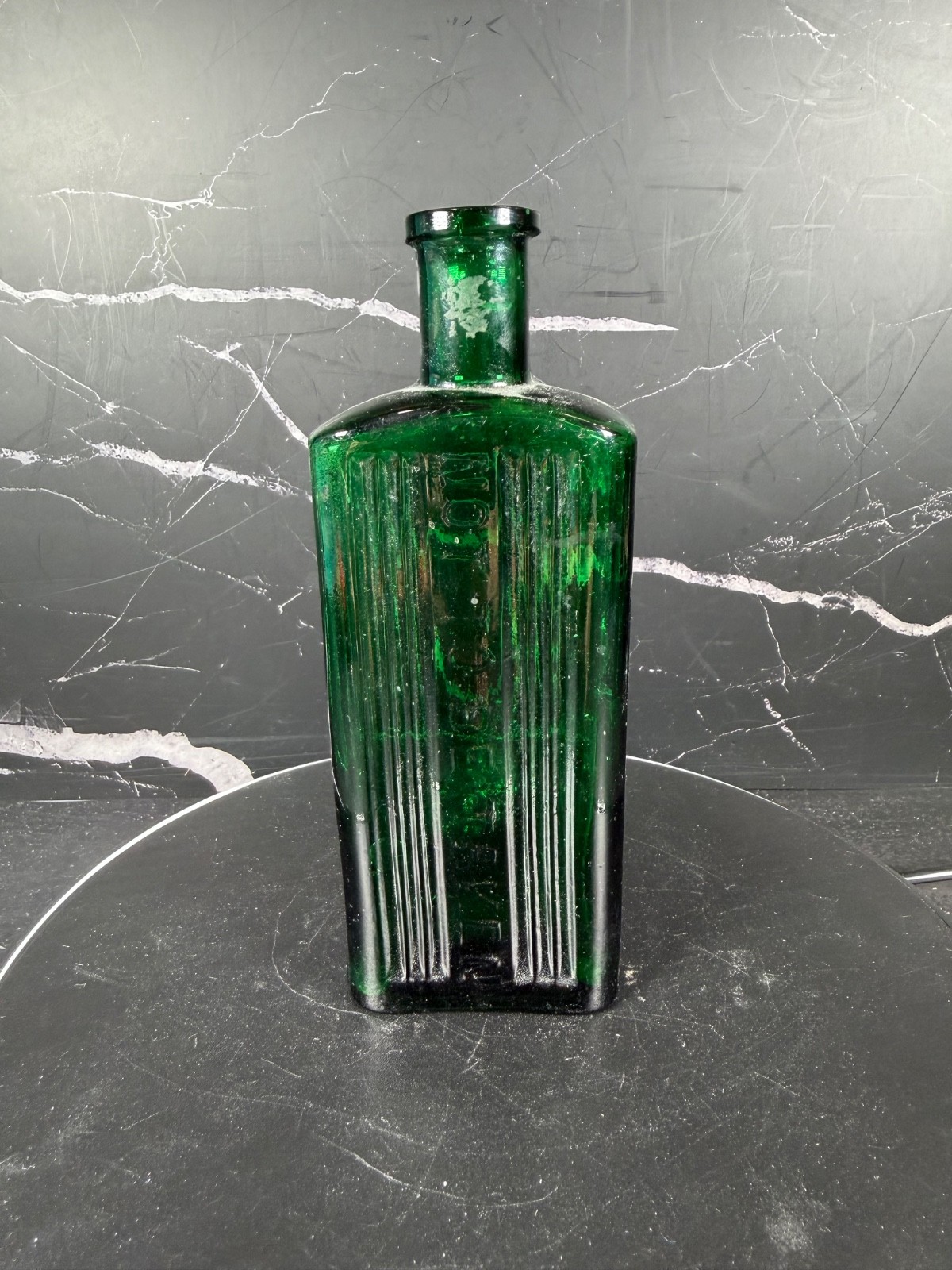 Antique Rich Green Poisonous Not To Be Taken Rectangular Poison Bottle.