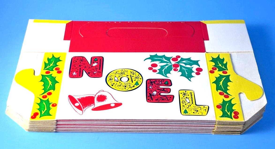 10 Vtg Christmas Folding Boxes w/Handles for Cookies or Gifts No. 10 NOEL Unused