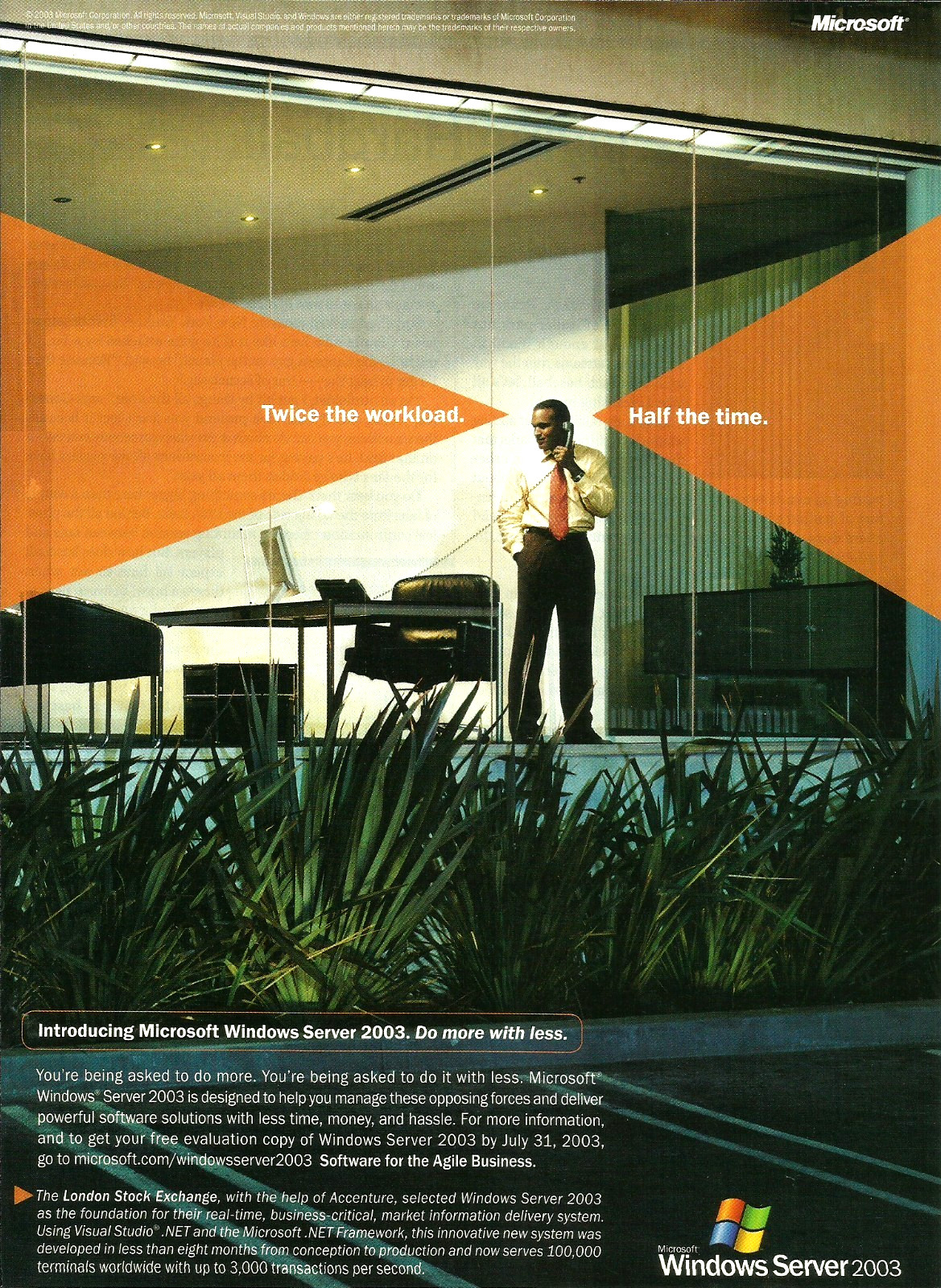 2003 Microsoft Windows Server Agile Business vintage Print AD Advertisement