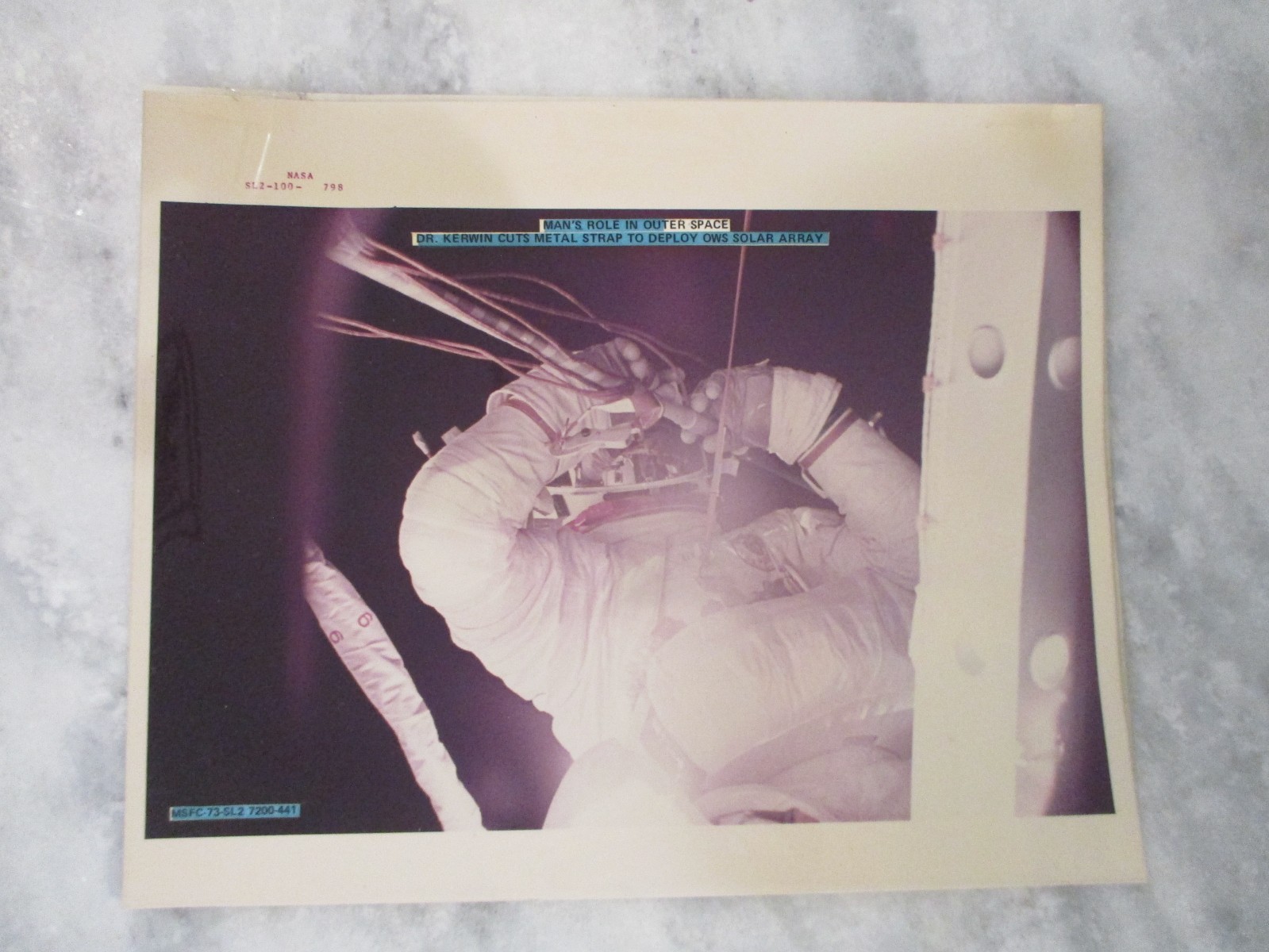 NASA APOLLO SKYLAB 2 1st SPACEWALK REPAIR RED# MSFC PRODUCTION PHOTO KERWIN 1973