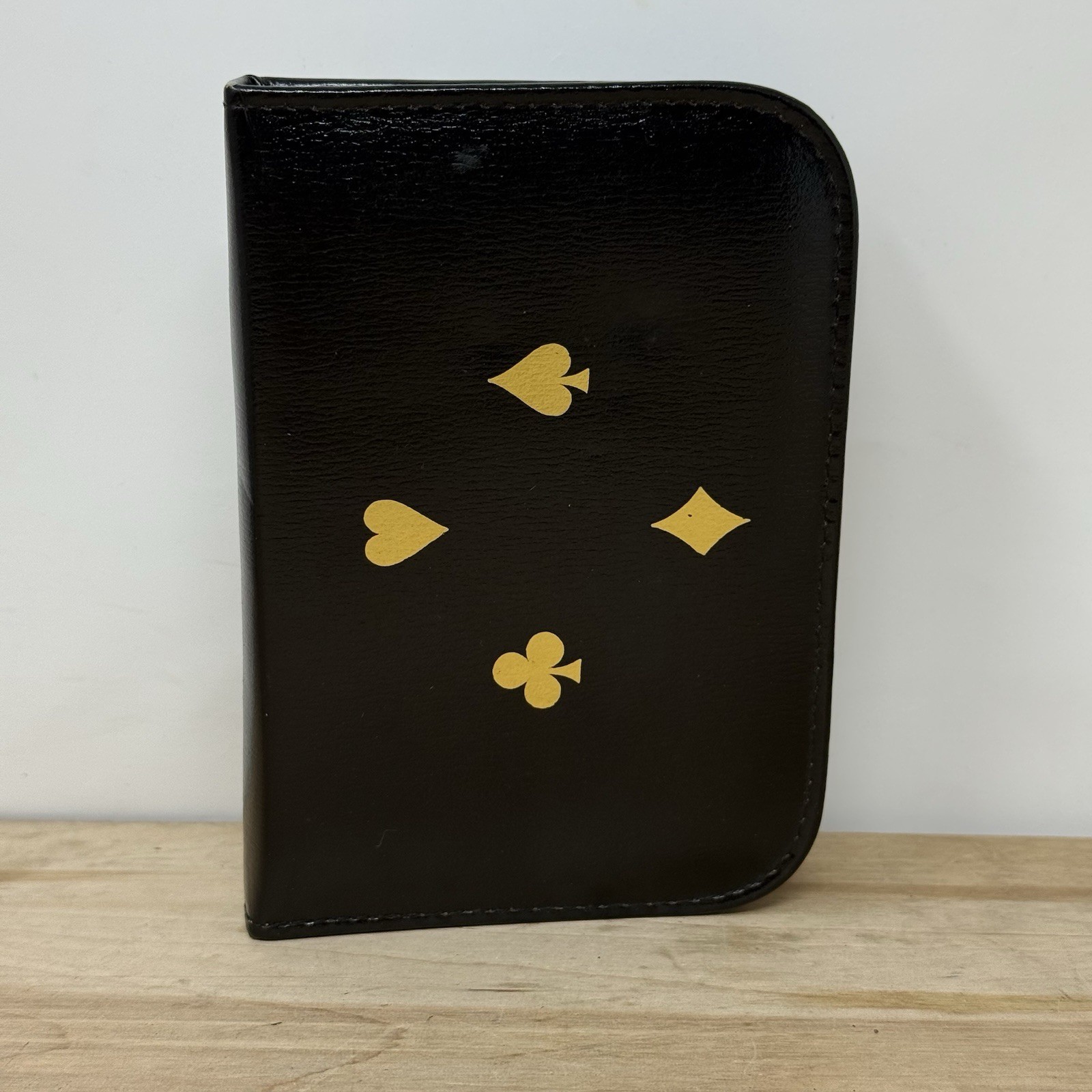 vintage Ground Leather playing Card zipper Case Griffon Austria made